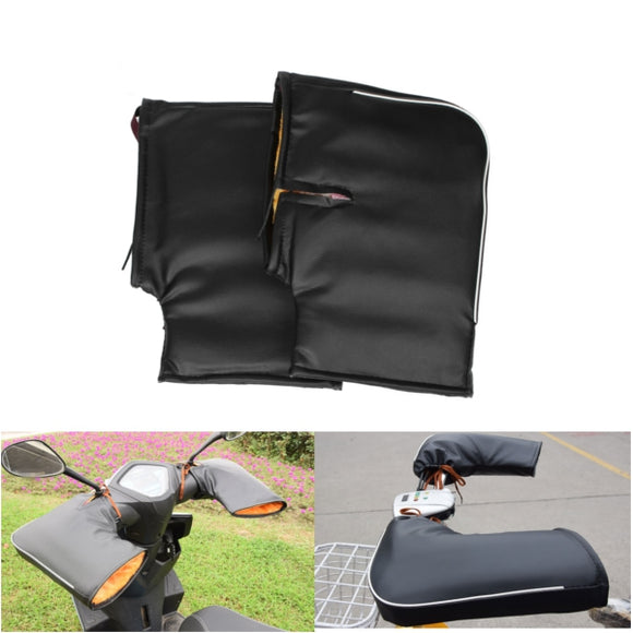 Motorcycle PU Handlebar Muffs Snowmobile Waterproof Winter Hand Warm Covers Gloves M L