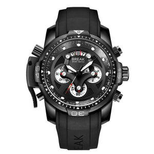 BREAK 5601 Multifunction Men Watch Military Style Rubber Strap Quartz Movement Watch