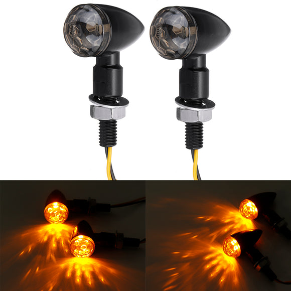 12V  Pair Motorcycle Bullet Mini Turn Signal Amber Light Indicator Universal