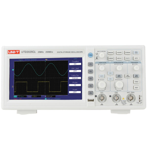 UNI-T UTD2025CL 25MHz 250Ms/s Digital Storage Oscilloscope DSO 2Channels 7inch TFT LCD Scopemeter