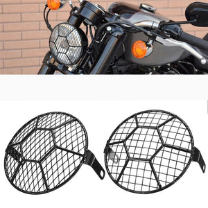 5.75'' Motorcycle LED Headlights Football Grill Cover Protector For Harley Cruiser
