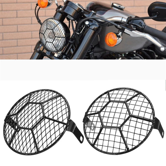 5.75'' Motorcycle LED Headlights Football Grill Cover Protector For Harley Cruiser