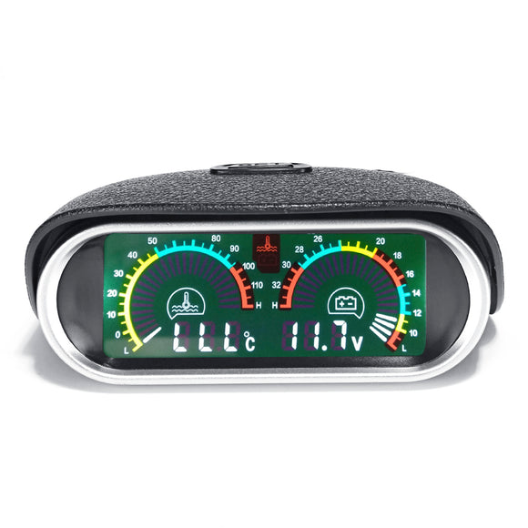 2in1 LCD Horizontal Digital Gauge Voltage Water Temperature Meter DC 9-36V For Boat Car Truck