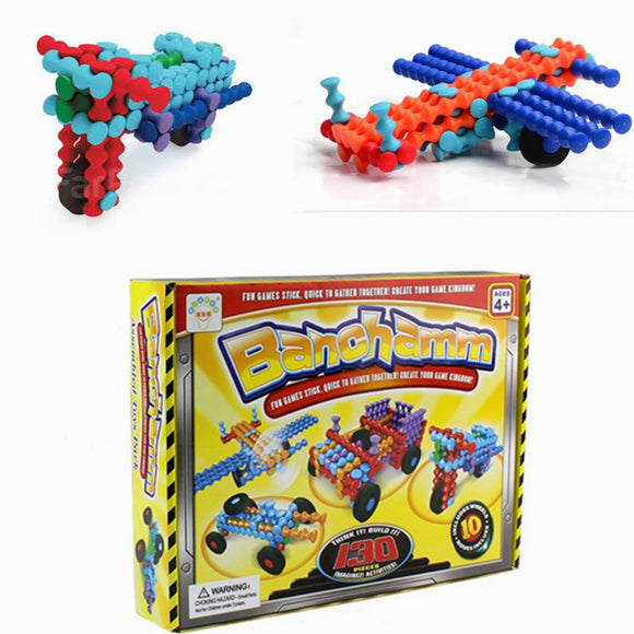 Mofun DIY Banchamm Blocks Toys 130PCS Intelligence Sticks Toy Developmental House Building Game