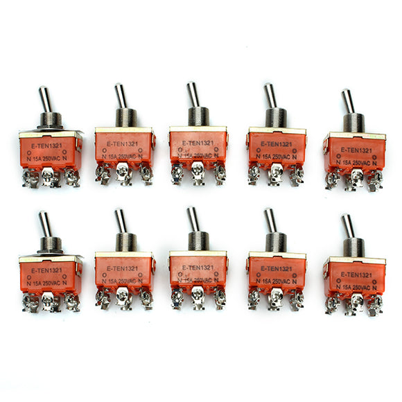 Wendao KN-1321 ON/ON AC 250V 15A 6 Pins Toggle Rocker Switch 5pcs