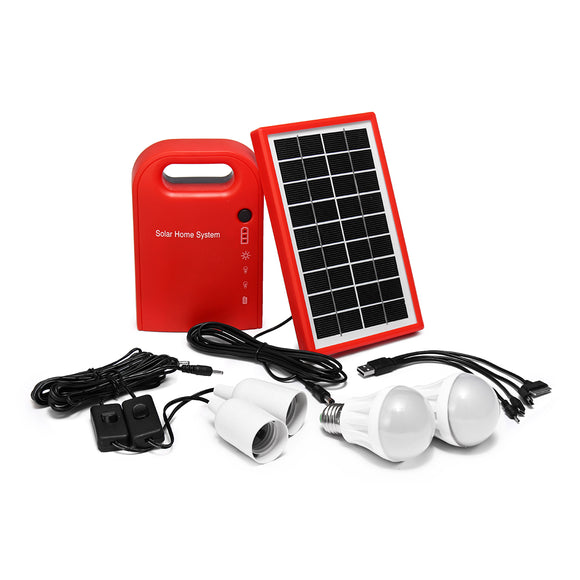 DC Solar Power Panel Generator LED Light USB Charger Home System Kit Solar Powered System