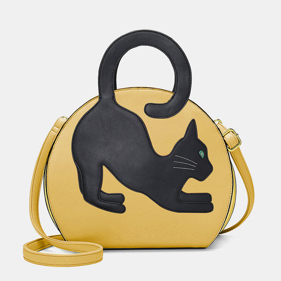 Women Cat Pattern Expandable Handbag Crossbody Bag Fashion Bag