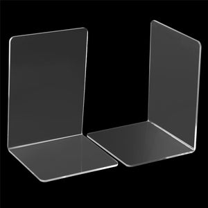 2pcs 160x150x220x4mm Clear Acrylic Bookends L-shaped Bookends Organiser Stand For Office School