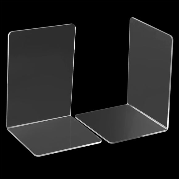 2pcs 160x150x220x4mm Clear Acrylic Bookends L-shaped Bookends Organiser Stand For Office School