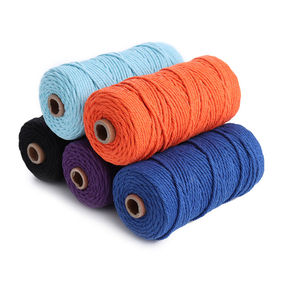 5 Color 3mm 100M DIY Long Macrame Colorful Cotton Twisted Cord Rope Hand Crafts String Braided Wire