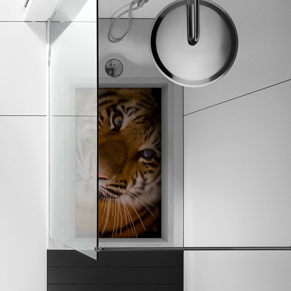 PAG 3D Anti Slip Bathroom Kitchen Tiger Pattern Floor Sticker Waterproof Washable Home Decor