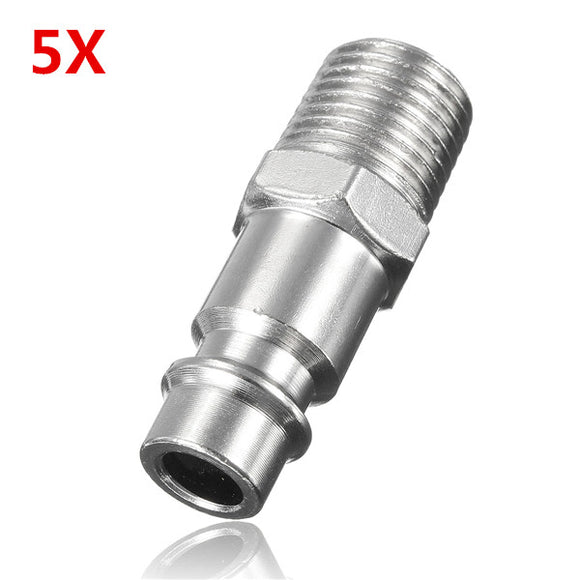 5Pcs 1/4 BSP Male Thread Hose Adapter Plug Compressor Quick Coupling Connector 10mm