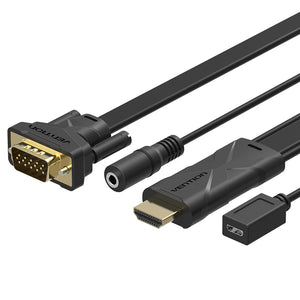 Vention HDMI to VGA Converter Cable With 3.5mm Audio Adapter Micro USB Port For Xbox 360 PS3 Laptop