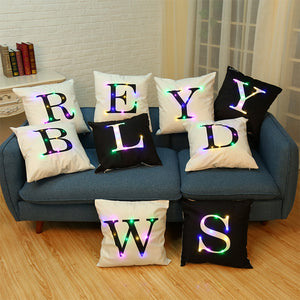 Honana WX-K33 Creative LED Lights Letter Pillowcase Plush Soft Pillow Cushion Cover Christmas Home