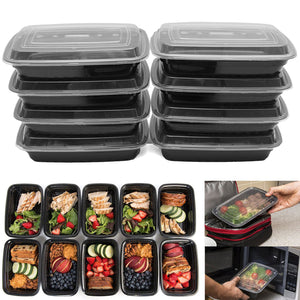 10Pcs 24oz Meal Prep Food Containers With Lids Reusable Microwavable Plastic BPA Free Lunch Box
