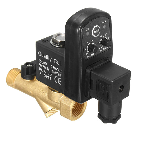 1/2 Automatic Electronic Drain Valve Electromagnetic Timed Air Compressed Electrotim Solenoid Valve