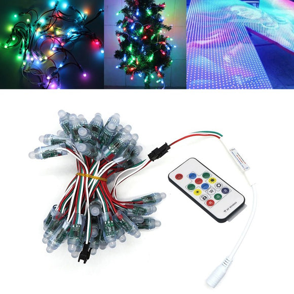 50PCS WS2811 Full Color RGB Waterproof LED Module Strip Light + 14 Keys Remote Control DC5V
