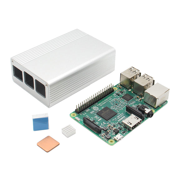 3 In 1 Raspberry Pi 3 Model B Board + White Aluminum Alloy Case + Aluminum Copper Heat Sink Kit