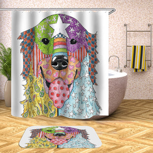 180 x 180CM Shower Curtain Dog Pattern Print Waterproof Polyester Bathroom Shower Curtain