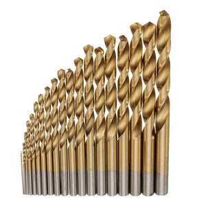 19pcs HSS Titanium Coated Twist Drill Bit Set 1-10mm Straight Shank Twist Drill Bit