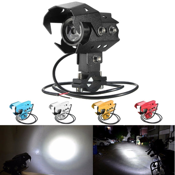 DC12-80V Motorcycle U8 White LED Driving Fog Spot Hi/Lo Light Handlebar Universal