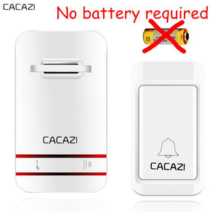 CACAZI Wireless Doorbell No Battery Need Waterproof Doorbell Cordless Remote AC 110V-220V EU US