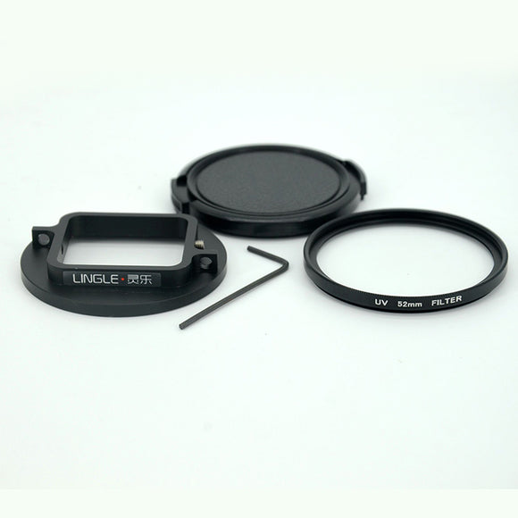 LINGLE 52mm UV Filter Lens Cover with Connect Ring Storage Bag for Gopro Hero 5 Black