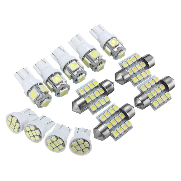 13Pcs T10 SMD LED Car Interior Light Kit Festoon Map Dome Bulb License Plate Lights Xenon White