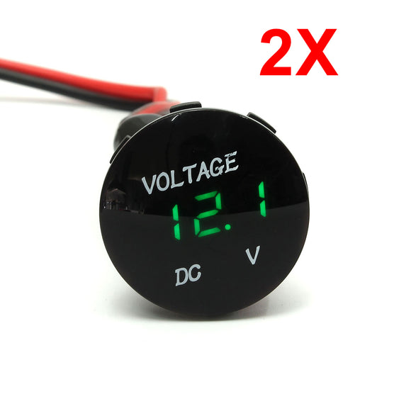 12V-24V Motorcycle Car Green LED Digital Volt Meterr Waterproof Volt Panel Meter Gauge