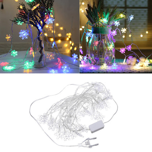 4.5M 28LEDs Multi-Color Snowflake Fairy String Light for Christmas Party Wedding AC220V EU Plug