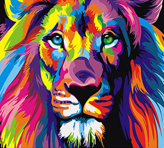 Frameless Colorful Lion Animals Abstract Painting Diy Digital Paintng By Numbers Paper Art