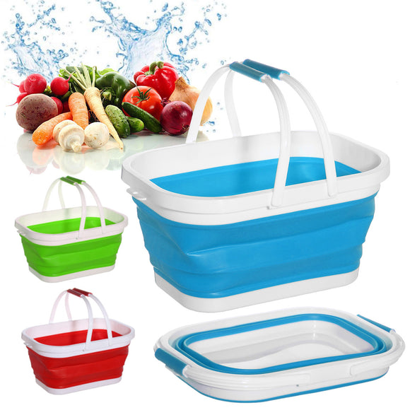 Folding Collapsible Water Bucket Outdoor Portable Camping Picnic Silicone Basket Barrel