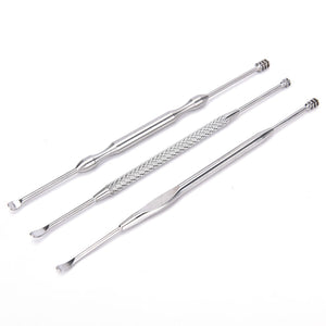 3pcs Spiral Silver Ear Wax Removal Earpick Cleaner Kit Curette Tool