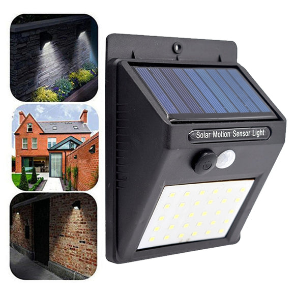 2pcs Solar Powered 30 LED PIR Motion Sensor Waterproof Wall Light for Outdoor Garden Yard 3 Modes