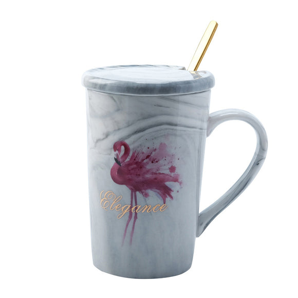 Creative Ceramic Mug with Spoon & Lid Milk Coffee Tea Large Cup Office Home Use Mug