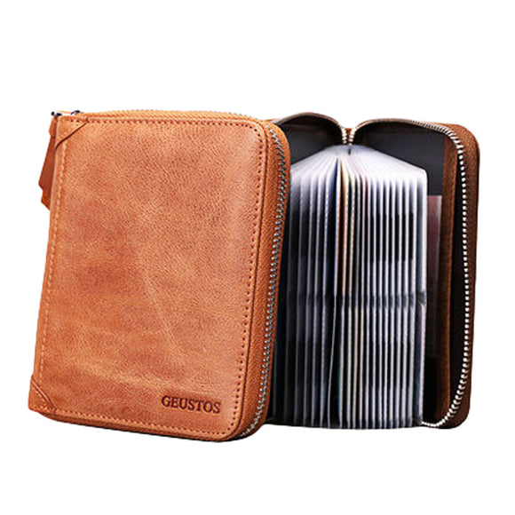 40 Card Slots Card Holder Genuine Leather Zipper Wallet Coin Purse For Women Men