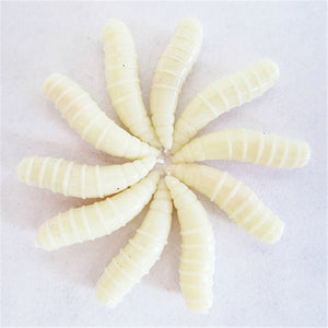 ZANLURE 25 Pcs 16MM Soft Silicone Noctilucent Fishing Worms Grub with Taste