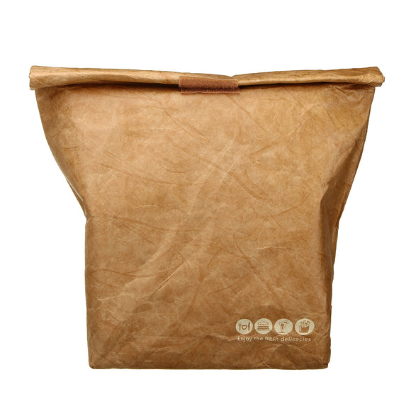 6L Kraft Paper Picnic Lunch Bag Reusable Insulated Thermal Cooler Bag Food Container