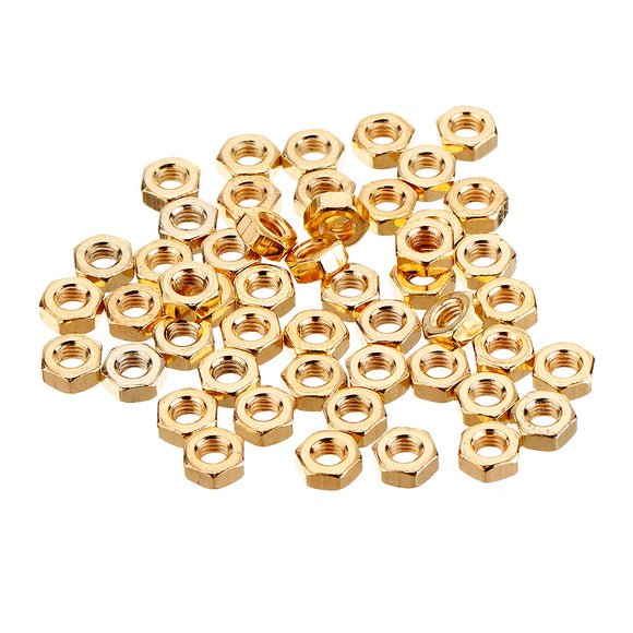 50Pcs M2 M2.5 M3 M4 M5 Gold Plated Carbon Steel Screw Nut