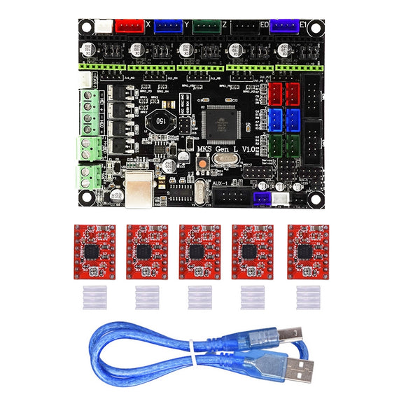 MKS-GEN L V1.0 Integrated Controller Mainboard + 5pcs A4988 Stepper Motor Driver For 3D Printer