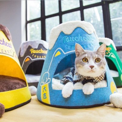 Yani HP-CB1 Cat House Bed Warm Sleeping Soft Fleece Wool Felt Fabric Moistureproff Volcano Shape