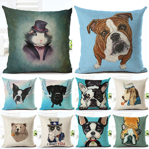 Honana 45x45cm Home Decoration Cartoon Cat Dog Animals Design 10 Optional Patterns Pillow Case