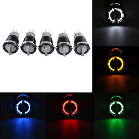 19mm 12V LED Waterproof Stainless Steel On/Off/On Self-locking Latching Switch