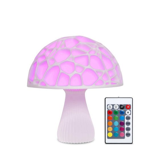 18cm 3D Mushroom Night Light Remote Touch Control 16 Colors USB Rechargeable Table Lamp for Home Decoration