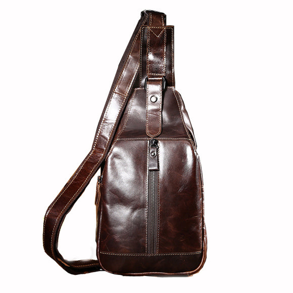 Men Retro Leather Crossbody Bag Chest Bag Casual Business Sling Bag