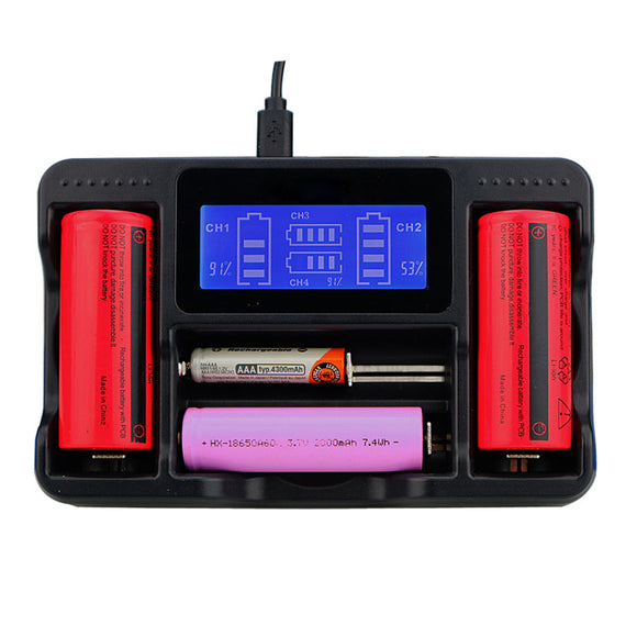 Seiwei YS-4 4 Slot LCD AA AAA Ni-MH Lithium Rechargeable Battery Charger