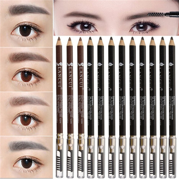 12pcs Eyebrow Pencil Pen with Brush Sharpener Makeup Black Brown Cosmetic