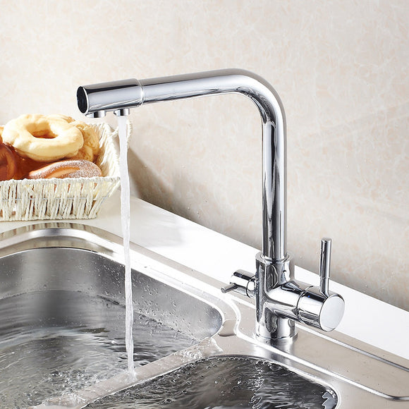 KCASA Kitchen Faucet Hot & Cold Water Purifier Faucet Single Hole Double Handle 360 Degree
