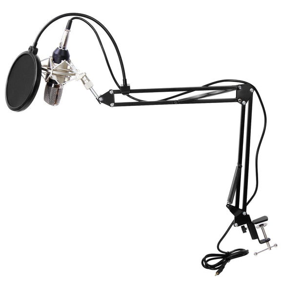 Podcasting Condenser Microphone with Anti Vibration Shock Mount Stand