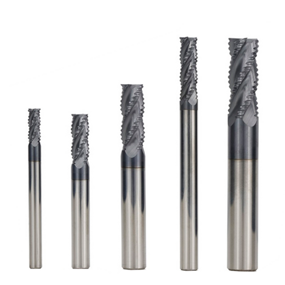 Drillpro 4/6/8/10/12mm Tungsten Carbide HRC55 Roughing End Mill 4 Flute Spiral CNC Router Bit TiAIN Coating End Milling Cutter